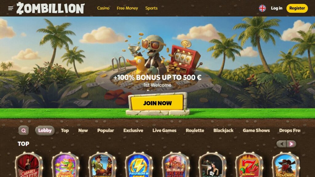 homepage van online bookmaker zombillion belgie